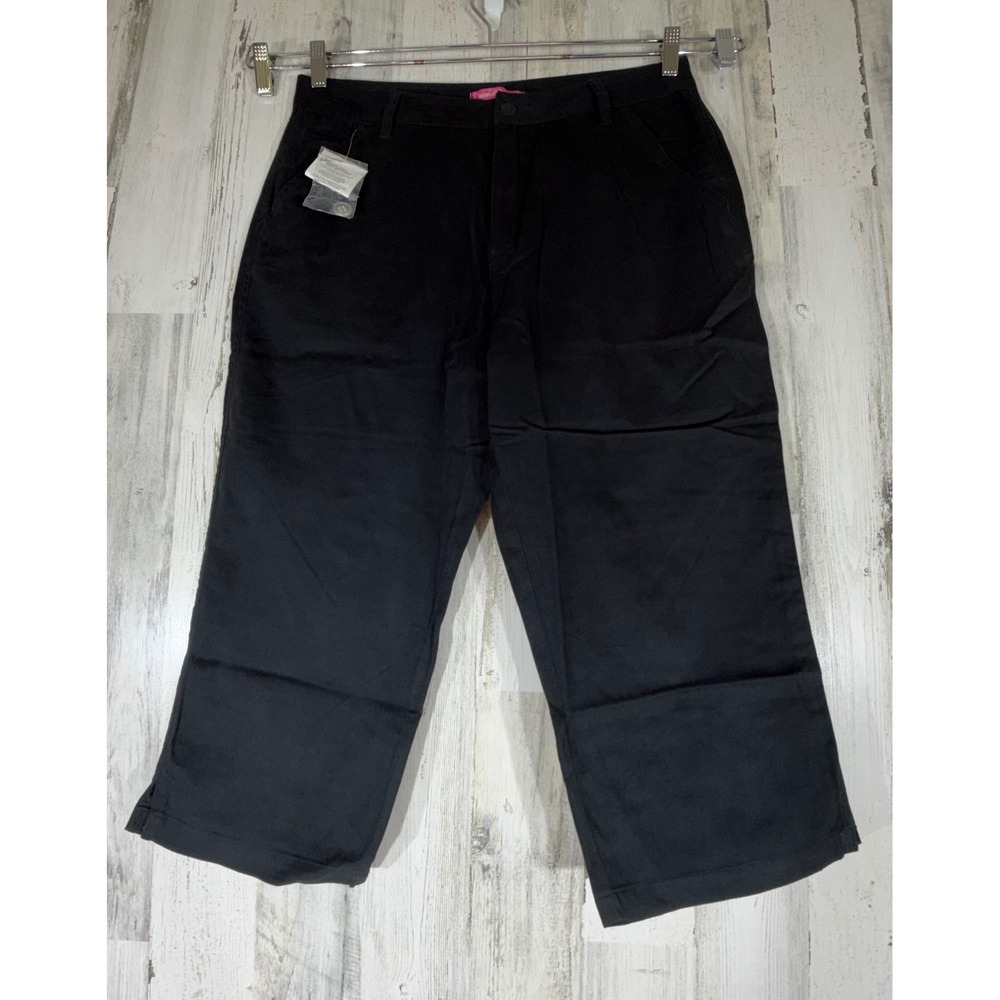 Woman‎ Within Capri Pants 14W (33x21) Black Cotton Natural Fit Lightweight READ